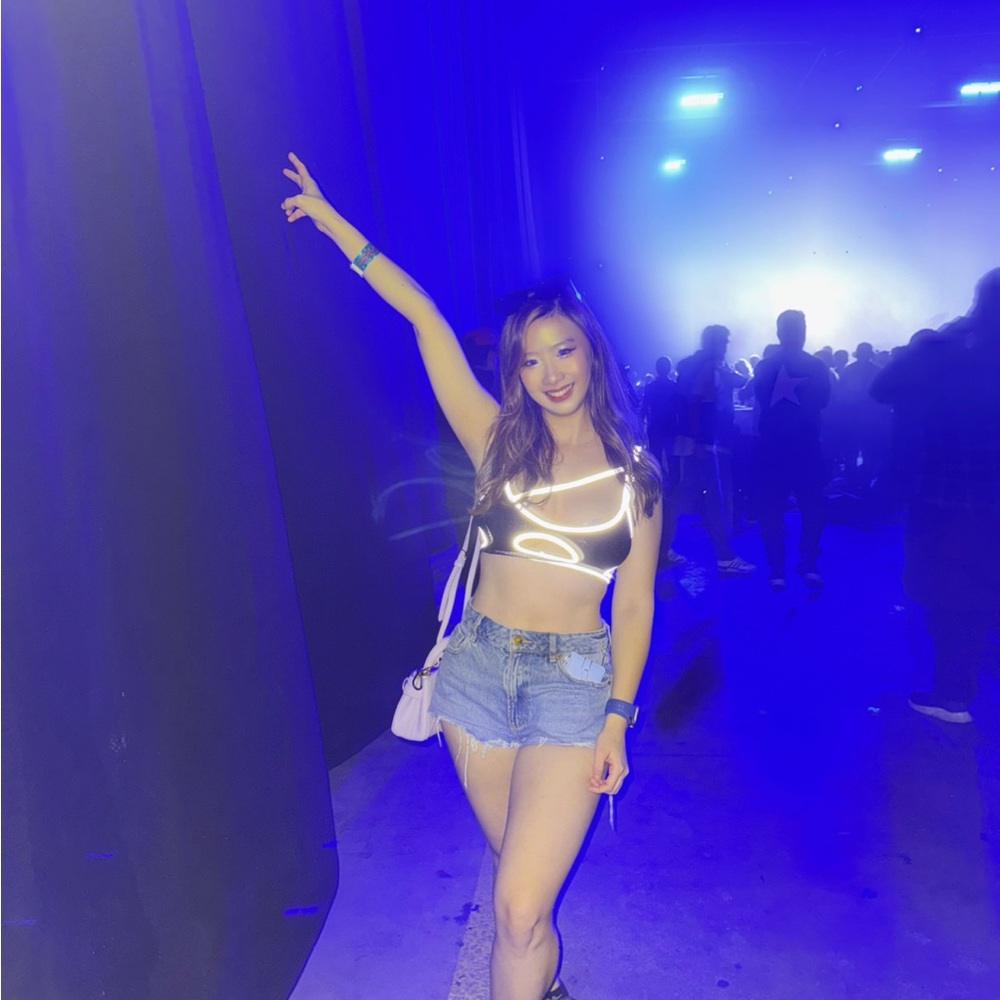 Reflective Crop Top and Denim Shorts